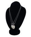 Simple Broken Heart Double Chain Pendant Necklace For Couple and Girls. 