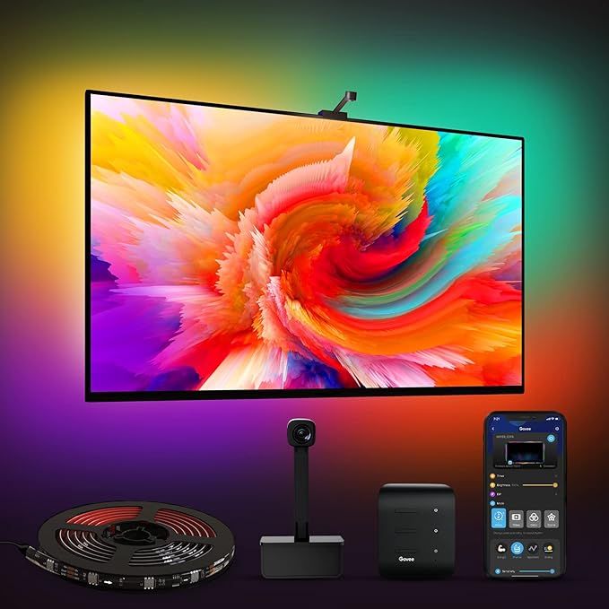 Govee Envisual TV LED Backlight with Camera, RGBIC Wi-Fi TV Backlights for 55-65 inch TVs, Works with Alexa & Google Assistant, App Control, Music Sync TV Lights, H6199