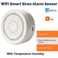 Tuya Smart Siren Alarm Sensor with Temperature & Humidity | WiFi & ZigBee Versions | Sound + Light Alarm | Smart Life App | USB Powered | Push Notification | Smart Home Security. 