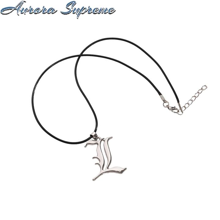【Hot demand】Women Necklace Anime L Necklace Stainless Steel Old English Letter Pendant Cosplay Unisex Jewelry Gift Adjustable Length Buyers' Favorite Fade-resistant Necklace