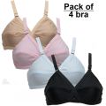 Flourish Pack of 04 Cotton Bra for women / PC cotton bra for Girls Women Ladies Girls Classy Multi colour Printed Bra Brief Blouse Brazier Brassier Undergarments Hot Bra Periods- Panties - Dress Abaya Girls bra Fashion. 