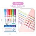 6 pcs Curve pen flower-shaped outline pen quick-drying highlighter color pen marker pen Drawing Pen Reusable Outline Pen Markers Pen Curve Highlighter Pens. 