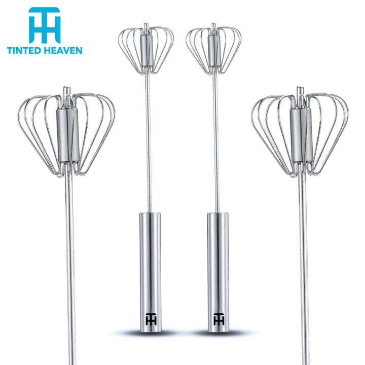 Whisker Beater, Semi-Automatic Whisker, Rotating Mixer Self Turning Egg Stirrer, Stainless Steel Kitchen Utensil for Eggs, Milk, Cream, Bread and Cake Kitchen Tools By TINTED HEAVEN