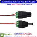 2 or 10 Pair Male Female DC Power Plug Jack Adapter 2.1mm x 5.5mm 12V 24V Connector by Electrica. 