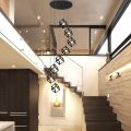 1 in 8 Multi square Lights Staircase Creativity Long Villa luxury staircase chandelier Large Pendant Lights Ceiling Light for Living Room Duplex House spiral Villa luxury staircase chandelier Black. 