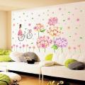 XL8215 cute flowers bicycle girl wall stickers for kids rooms nursery baby bedroom children art wall decals home decorations. 
