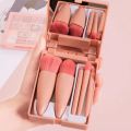 Set of 5 Mini Travel Makeup Brush Full Set Easy to Take Function Makeup Brush with Mirror. 