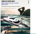 HJ806B Electric RC Boat 35KM/H 200m High Speed 2.4GHz Remote Control Large Speedboat Remote Controlled Toy Big Size Water Cooled Rechargeable Battery - Black Version. 