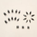 24pcs Fake Black Nail Long Ballet Reusable Adhesive Acrylic Press On Set Nails Artificial False Nails Arts  Encounter. 