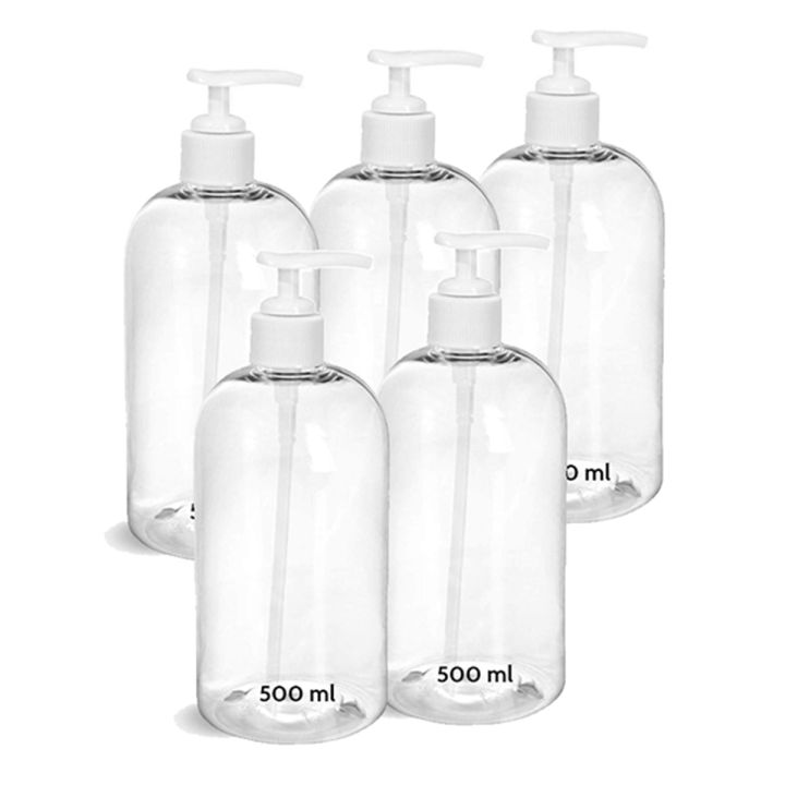 Soap Dispenser Bottle, Hand Wash Bottle, Liquid Soap Empty push Bottle with Pump, 500 ml, Pack of 5