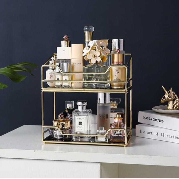 2 Tier Makeup Organizer Or Drawer Shelf Perfumes Cometics Storage Rack