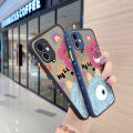 dienya For OPPO Reno 4F Case Frosted Transparent Hard Phone Case Cartoon Cute Monster Side Square Edge Casing Full Cover Camera Silicone Softcase Shockproof Protection Cases. 