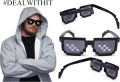 Thug Life Glasses, Meme Glasses, PUBG Glasses, Tiktok Glasses, Unisex Deal with It, 8 Bits Style Pixel Rectangular Shape glasses Black White Regular Fit. 