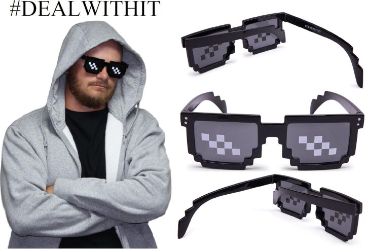 Thug%20Life%20Glasses,%20Meme%20Glasses,%20PUBG%20Glasses,%20Tiktok%20Glasses,%20Unisex%20Deal%20with%20It,%208%20Bits%20Style%20Pixel%20Rectangular%20Shape%20glasses%20Black%20White%20Regular%20Fit%20-%20Image%204