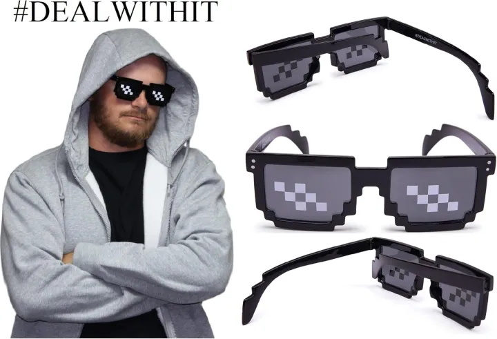 Thug%20Life%20Glasses,%20Meme%20Glasses,%20PUBG%20Glasses,%20Tiktok%20Glasses,%20Unisex%20Deal%20with%20It,%208%20Bits%20Style%20Pixel%20Rectangular%20Shape%20glasses%20Black%20White%20Regular%20Fit%20-%20Image%204