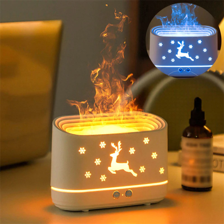 RNX Flame Aroma Air Humidifier Diffuser Cool Mist Fire Effect Led Light ...
