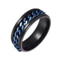 Men Rings Fashion Stainless Steel Stress Relieving Movable Chain Ring. 
