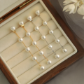 White pearl beaded long earrings - decent look- casual wear - for daily use - light weight- korean fashion- silver / golden. 