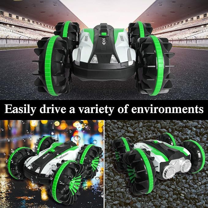 Amphibious%20RC%20Stunt%20Car%202.4Ghz%20-%204WD%20Water%20and%20Land%20Remote%20Control%20Boat%20Truck%20Monster%20Double%20Sided%20Rotate,%20360%20Degree%20Spinning%20and%20Flips%20Land%20Wateproof%20elecrtric%20Car%20Toy%20for%20Boys%20&%20Girls(Green)%20-%20Image%204