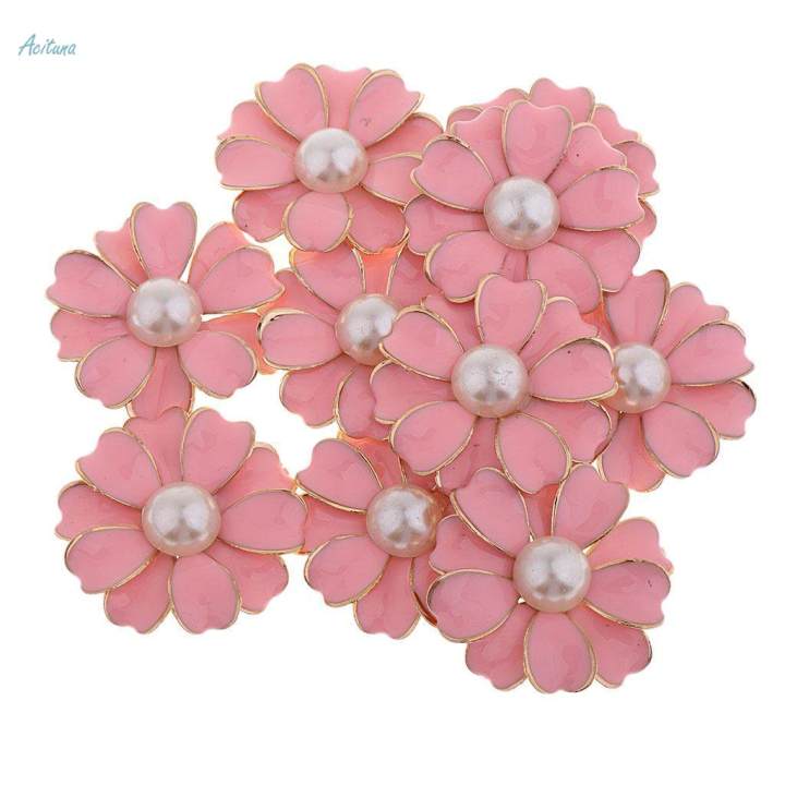 20pcs Pearl Flower Button Beads Floral Embellishment for Scrapbooking