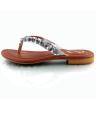 Silver Faux Leather Flip-Flops For Women. 