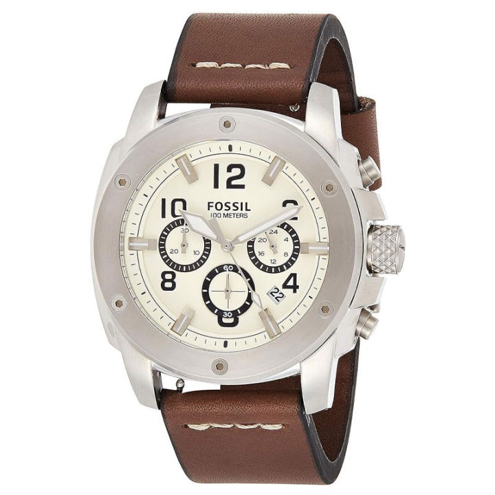 Fossil FS4929 Leather Strap Wrist Watch For Men