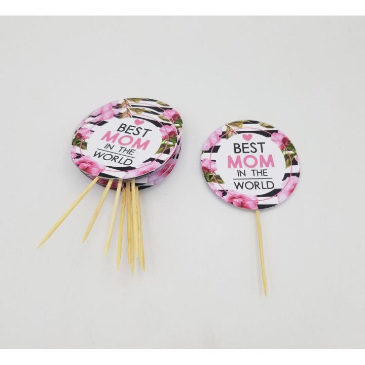 BEST MOM IN THE WORLD CUPCAKE TOPPERS PACK OF 10 CUPCAKE TOPPERS