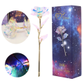 Crystal Rose Artificial Rose Flower Plastic Colorful Rose with Love Shape Base for Valentine's Day, Mother's Day. 