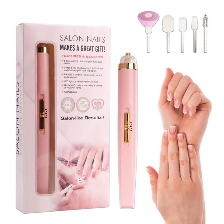 Original Rechargeable Flawless Salon Nails Kit Electronic Nail Filer, Buffer, Shiner, Cuticles and Nail Polish Remover, and Full Manicure and Pedicure Kit Machine