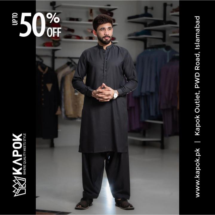 Kapok Graphite Grey Stitched Kurta Shalwar for Men Daraz.pk