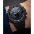 Casio G Shock Mens Black Carbon Core Guard Analog-Digital World Time Multi-Function Black Resin Band Watch-GA-2100-1A1DR. 