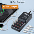 12-Port USB Fast Charger, High-Speed Charging, Multi-Device Support. 