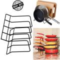 HTS   Heavy Duty Durable Metal Wire Frying pan Rack kitchen Counter Pot Organizer Pod lids, Bakeware Serving Trays Frying pan Storage Kitchen Rack Organizer. 