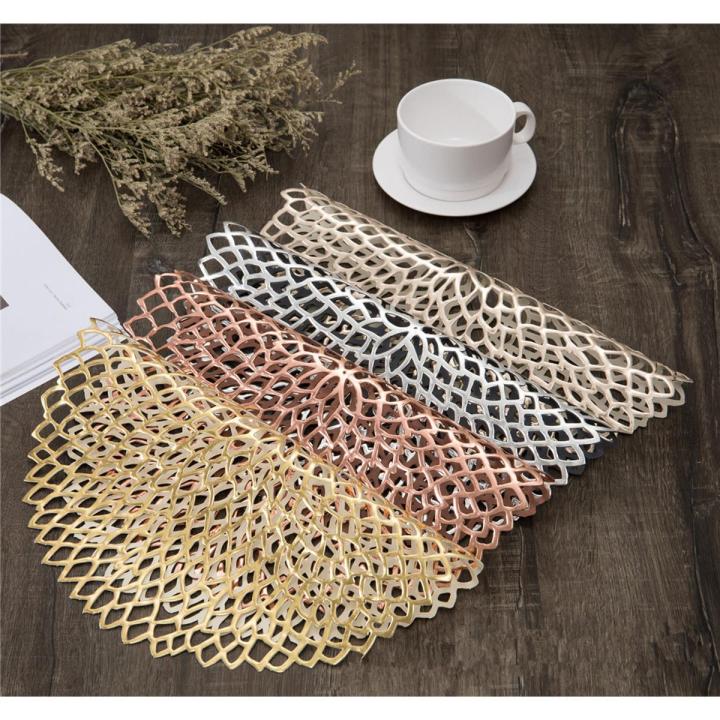 6 Pcs Set PVC Plastic Placemat For Dining Table Heat Insulation Non Slip Round Coaster Pads Table Bowl Mats Home Decor