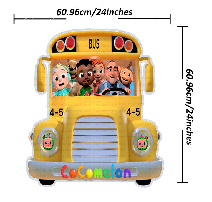 Cocomelon Bus in Thermocol Standee For Cocomelon Theme Based Birthday ...