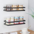 Premium Multi-Purpose single-Tier Wall-Mounted and Standing Spice Rack/Makeup Stand/Kitchen and Bathroom Organizer with Screws - Storage Hanging Shelf Stand, Shower Shampoo Holder, Bathroom Corner Shower Shelf Frame, Iron Shelf Stand - Black. 