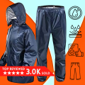 Rain Suit for Men / Waterproof Raincoat with Pants Parachute Fabric FOG SUIT Moisture proof rainwear, Lightweight 2 Pieces Hooded Coat and Trouser, fully Protector for Outdoor Activities - One Click-Pick. 