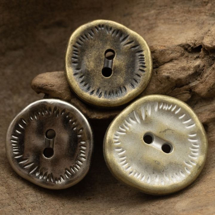 5pcs Antique Metal Buttons Beautiful Irregularly Shaped Buttons 2-hole Flat Button DIY Clothes Sewing Accessories