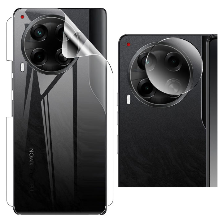 Tecno Camon 30 Back Clear Jelly Protector Soft Film Protection Hydrogel Film Back Protector + Back Rear Camera Protector 9H Gorilla Flexible Protection For Tecno Camon 30