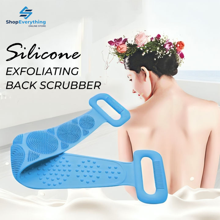 Silicone Back Scrubber Belt | Double-Sided Exfoliating Body Brush for Shower | Soft Silicone Bath Strap Loofah | Deep Cleaning Back & Body Scrub Towel | Reusable Bathroom Accessories for Men & Women