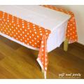 ORANGE POLKA DOT TABLE COVER FOR TABLE DECORATION ( 108 CM X 180 CM ). 