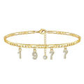 Fashion Women Rhinestone Birth Year Anklet Foot Ankle Chain Pendant Jewelry Gift. 