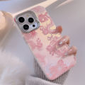 Moonlight Cartoon laser pink dragon relif 3D cute shockproof happy new year phone case for iphone 11 12 promax 13 14 15 pro max plus cover. 