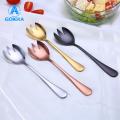 GOIKEA Sturdy Kitchen Tools Colorful Long Handle Stainless Steel Spoon Fork Set for Dessert Cake Soup Salad Coffee Ice Cream Kitchen Utensil Cutlery Flatware. 