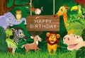 JUNGLE THEME BIRTHDAY PARTY BANNER ( 36 INCHES X 24 INCHES ). 