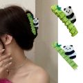 Cute Panda Hold Bamboo Hair Claw Clip Creative Exquisite Animal Shark Clip For Women Girls Fashion Headwear Hair Accessories New. 