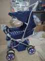 Hi-Tech Baby Stoller Pram - Alloy Foldable Baby Stroller Pram For Newborn Blue color with 8 Rubber Tyres - Comfortable Seat Adjustable Seat Handle Moveable With Eating Tray - Traveling Smart Pram Stoller For Kids. 