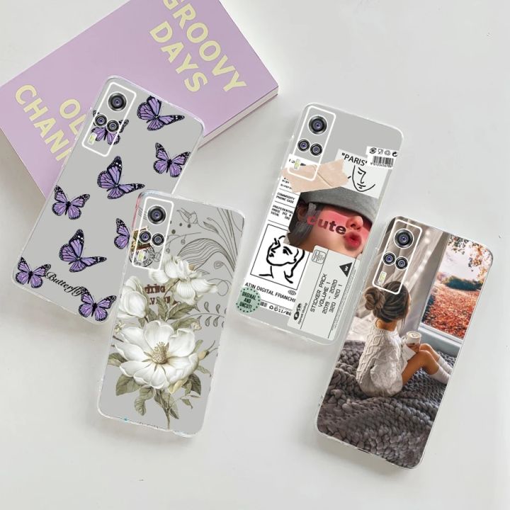 For VIVO Y53S Case Cover Clear Transparent Soft TPU Fashion Art Label Phone Case For VIVOY53S Y 53S Y53S 4G Case Bumper