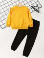 Baby Boy'S Letter Prin Clothes Long Sleeve Sweatshirt & Trousers Set, Casual Fall Summer Kid'S tracksuit. 