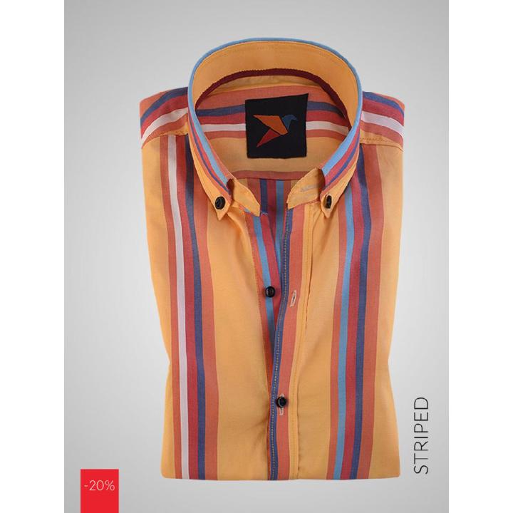 Funky Bold Yellow Striped Men's Casual Shirt